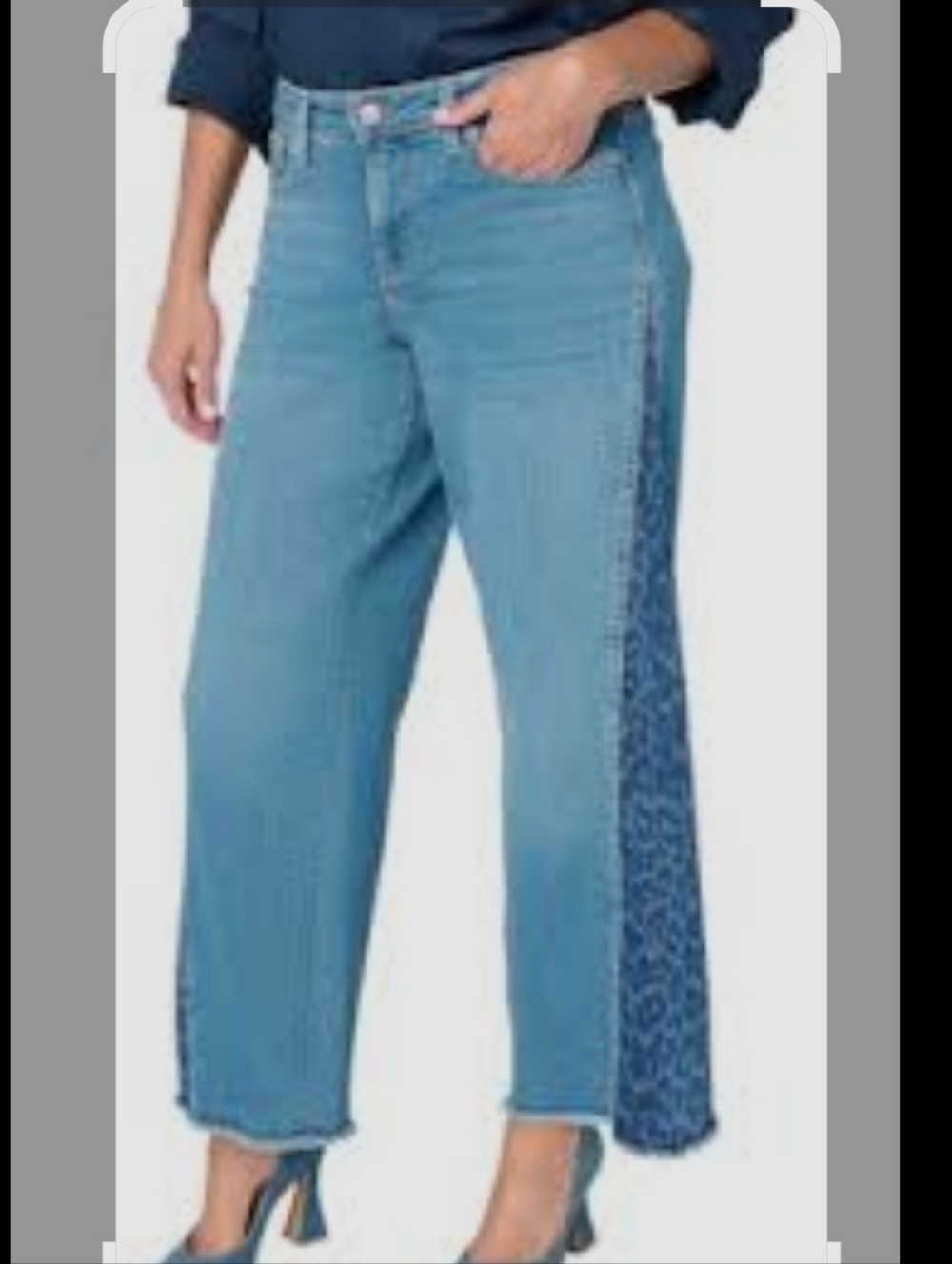 NYDJ Teresa Animal Print Side Panel Wide Leg Lift X Tuck Size 16W Blue Jeans